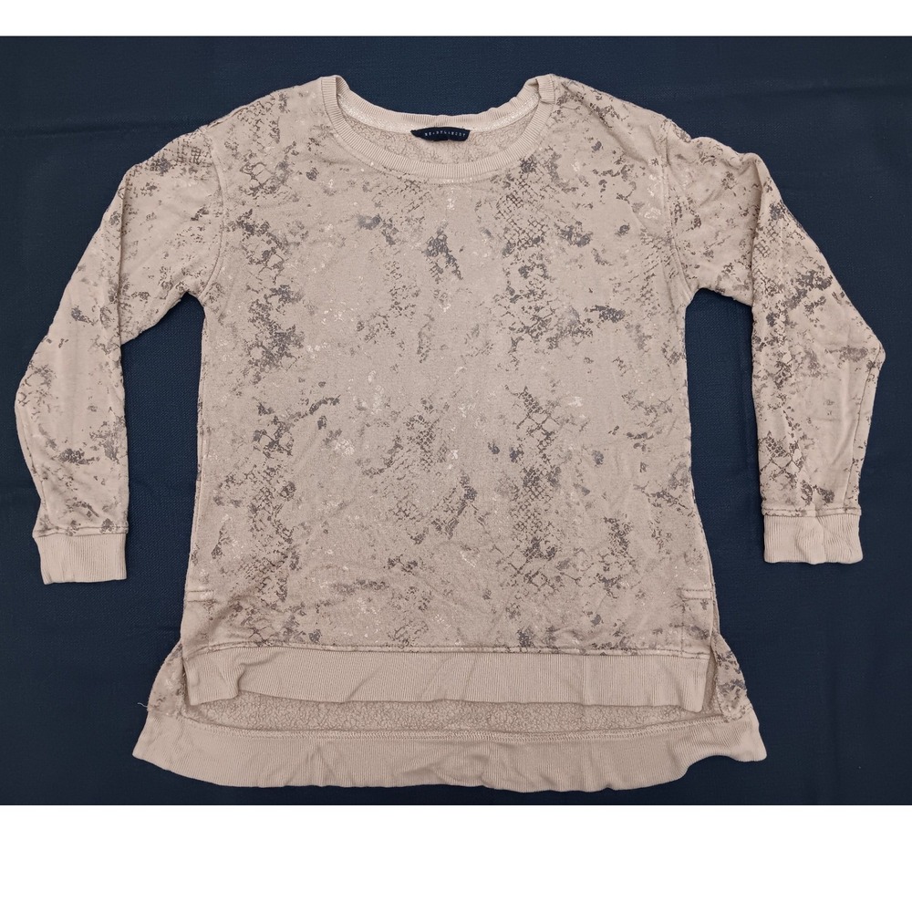 Jane + Delancey Womens Small Tan Snakeskin Metallic Foil High-Low Sweatshirt